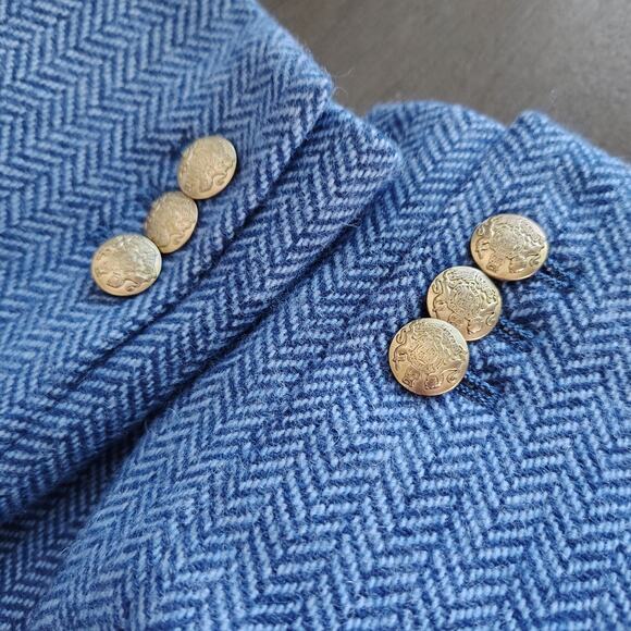 J.Crew Factory Herringbone Wool-blend Schoolboy Blue Blazer Size 10 - Picture 13 of 14